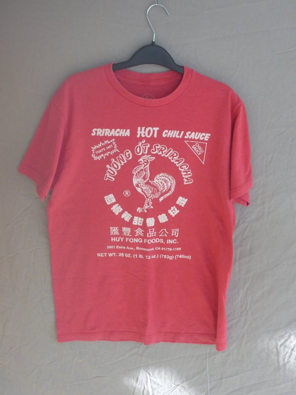 Mens Huy Fong Hot Chili Graphic Tee Sriracha Shirt